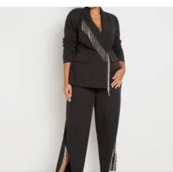 Eloquii crystal fringe trim blazer/ suit jacket. Sz 14. Deal!! - Picture 2 of 7